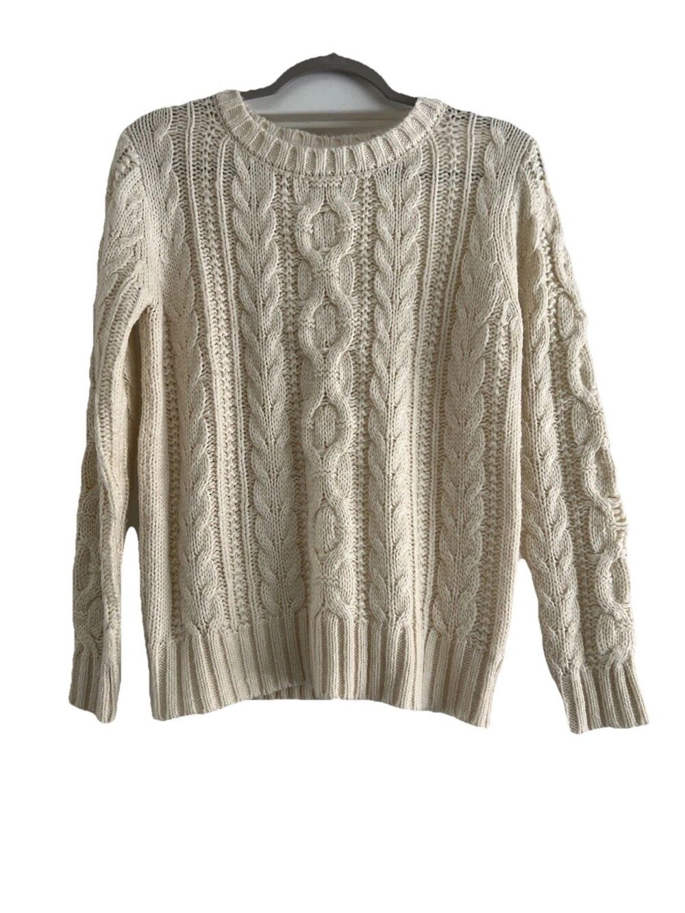 Mak B. by Mak Women Beige Knit Pullover Sweater Size M Fisherman